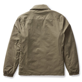 flatlay of the back of The Ridgeline Overshirt in Fatigue Olive, Wovens by Taylor Stitch