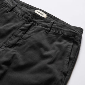 material shot of the waistband on The Slim Foundation Pant in Organic Faded Black, Bottoms by Taylor Stitch