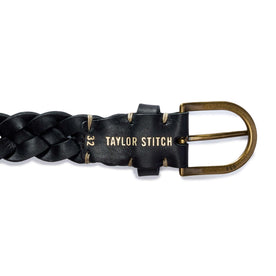 editorial image of the back of the buckle on The Braided Belt in Black, Accessories by Taylor Stitch