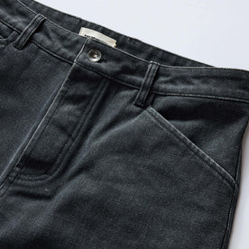 material shot of the waistband on The Chore Pant in Coal Chipped Canvas, Bottoms by Taylor Stitch