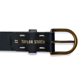 flatlay of the inside buckle on The Foundation Belt in Black, Accessories by Taylor Stitch