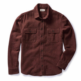 flatlay of The Ledge Shirt in Burgundy Linen Tweed, Wovens by Taylor Stitch