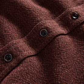 material shot of the buttons on The Ledge Shirt in Burgundy Linen Tweed, Wovens by Taylor Stitch