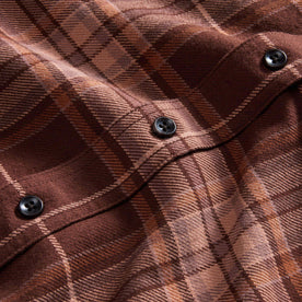 material shot of the buttons on The Ledge Shirt in Chestnut Plaid, Wovens by Taylor Stitch