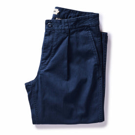 folded flatlay of The Matlow Pant in Dark Navy Herringbone, Bottoms by Taylor Stitch