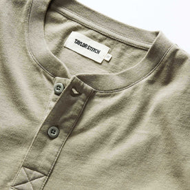 material shot of the collar on The Organic Cotton Henley in Sage, Knits by Taylor Stitch