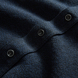 material shot of the buttons on The Ledge Shirt in Dark Navy Linen Tweed, Wovens by Taylor Stitch