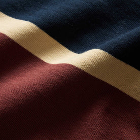 material shot of the fabric detail on The Rugby Shirt in Dried Cherry Stripe, Knits by Taylor Stitch