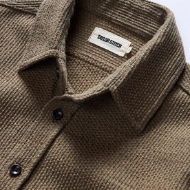 material shot of the collar on The Utility Shirt in Cypress Sashiko, Wovens by Taylor Stitch