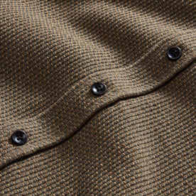 material shot of the buttons on The Utility Shirt in Cypress Sashiko, Wovens by Taylor Stitch