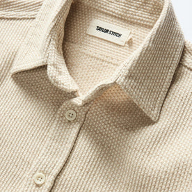 material shot of the collar on The Utility Shirt in Natural Sashiko, Wovens by Taylor Stitch