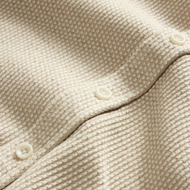 material shot of the buttons on The Utility Shirt in Natural Sashiko, Wovens by Taylor Stitch