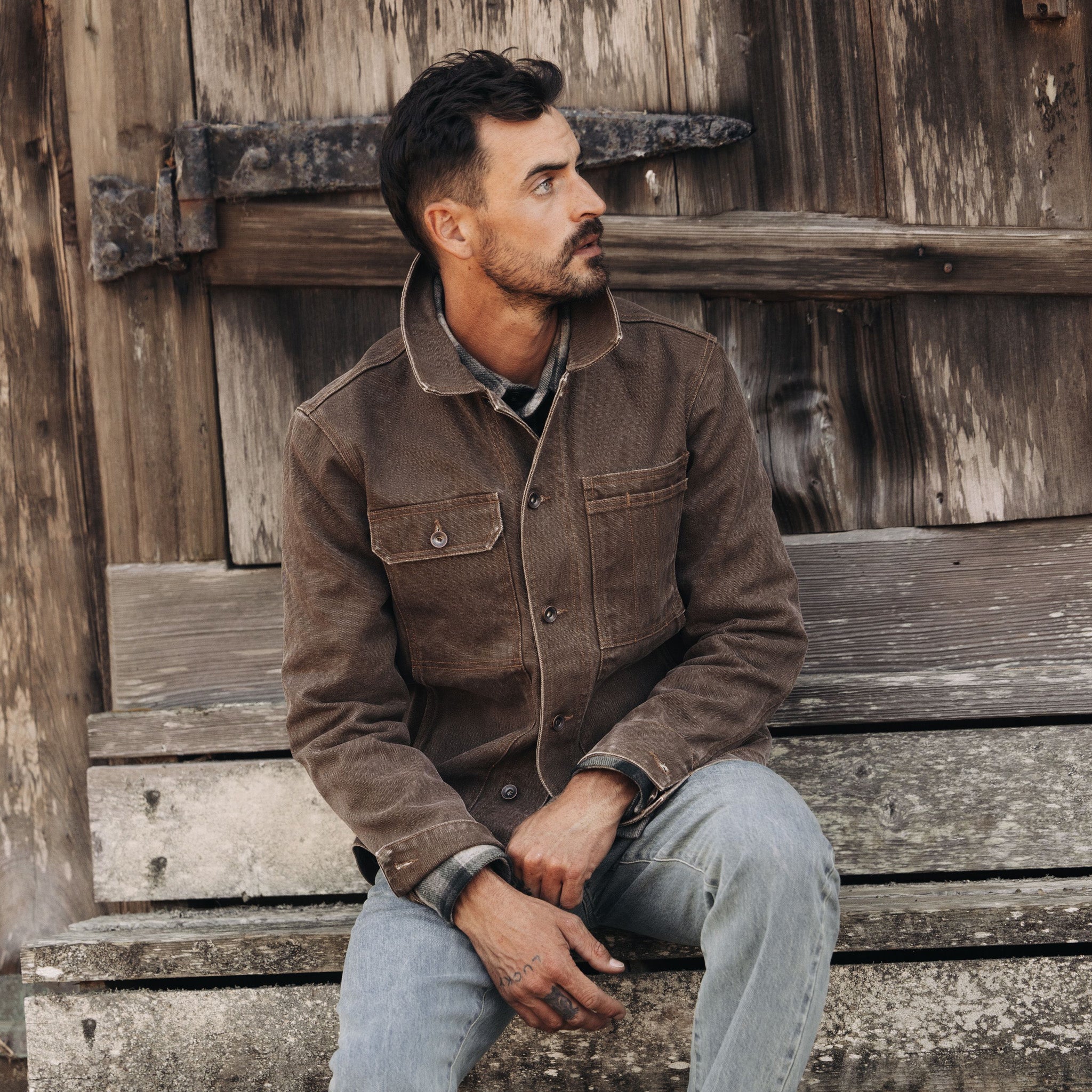 The Longshore Jacket in Aged Penny Chipped Canvas | Men's Outerwear ...