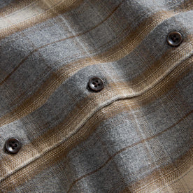 material shot of the buttons on The Jack in Brushed Heather Grey Plaid, Wovens by Taylor Stitch