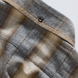 material shot of the back collar on The Jack in Brushed Heather Grey Plaid, Wovens by Taylor Stitch