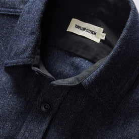 material shot of the collar on The CPO Shirt in Marine Tweed Wool, Wovens by Taylor Stitch