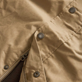 material shot of the buttons on The Deck Jacket in Khaki Dry Wax, Outerwear by Taylor Stitch