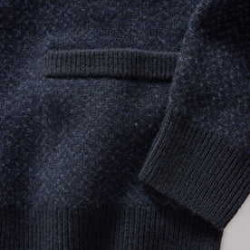 material shot of the sleeve on The Eddy Cardigan in Heather Marine Herringbone, Knits by Taylor Stitch