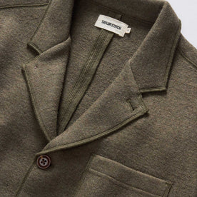 material shot of the collar on The Evans Blazer in Forest Birdseye Wool, Outerwear by Taylor Stitch