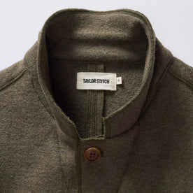 material shot of the collar on The Evans Blazer in Forest Birdseye Wool, Outerwear by Taylor Stitch