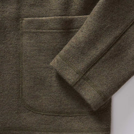 material shot of the sleeve on The Evans Blazer in Forest Birdseye Wool, Outerwear by Taylor Stitch