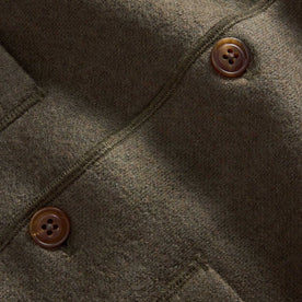 material shot of the buttons on The Evans Blazer in Forest Birdseye Wool, Outerwear by Taylor Stitch