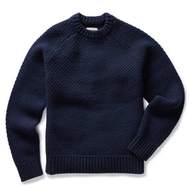 flatlay of The Fisherman Sweater in Dark Navy Merino, Knits by Taylor Stitch