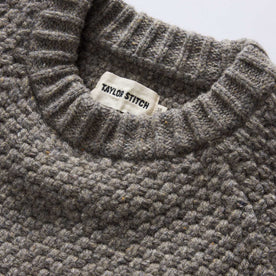 material shot of the collar on The Fisherman Sweater in Taupe Merino, Knits by Taylor Stitch