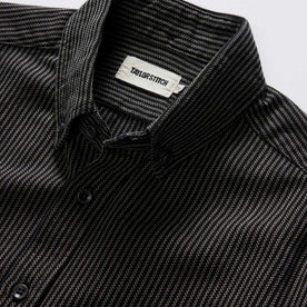 material shot of the collar on The Jack in Roped Black Indigo, Wovens by Taylor Stitch