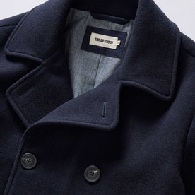 material shot of the collar on The Mariner Coat in Dark Navy Wool, Outerwear by Taylor Stitch