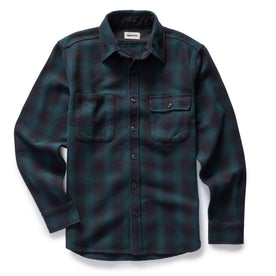 flatlay of The Moto Utility Shirt in Black Pine Plaid, Wovens by Taylor Stitch