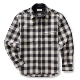 flatlay of The Moto Utility Shirt in White Smoke Plaid, Wovens by Taylor Stitch