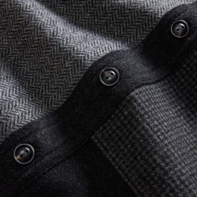 material shot of the buttons on The Patchwork Overshirt in Ash Tweed, Outerwear by Taylor Stitch