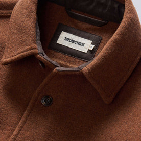 material shot of the collar on The Ranger Shirt in Tarnished Copper Blanket Stripe, Wovens by Taylor Stitch