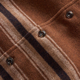 material shot of the buttons on The Ranger Shirt in Tarnished Copper Blanket Stripe, Wovens by Taylor Stitch