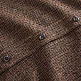 material shot of the buttons on The Saddler Shirt in Burnt Caramel Check Wool, Wovens by Taylor Stitch