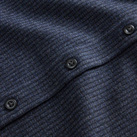 material shot of the buttons on The Saddler Shirt in Midnight Check Wool, Wovens by Taylor Stitch