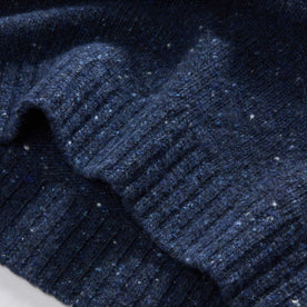 material shot of the bottom hem on The Seafarer Sweater in Atlantic Blue Donegal, Knits by Taylor Stitch