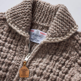 material shot of the collar on The Seawall Hand-Knit Sweater in Heather Sable, Knits by Taylor Stitch