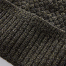 material shot of the cuff on The Textured Knit Beanie in Heather Loden Merino, Accessories by Taylor Stitch