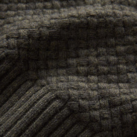 material shot of the texture on The Textured Knit Beanie in Heather Loden Merino, Accessories by Taylor Stitch