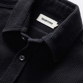 material shot of the collar on The Utility Shirt in Coal Sashiko, Wovens by Taylor Stitch