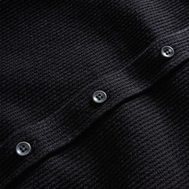 material shot of the buttons on The Utility Shirt in Coal Sashiko, Wovens by Taylor Stitch