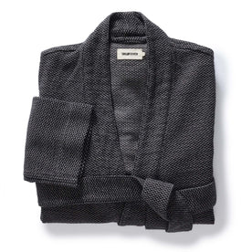 folded flatlay of The Apres Robe in Charcoal Sashiko, Accessories by Taylor Stitch