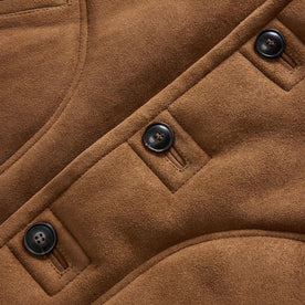 material shot of the buttons on The High Plains Coat in Walnut Shearling, Outerwear by Taylor Stitch