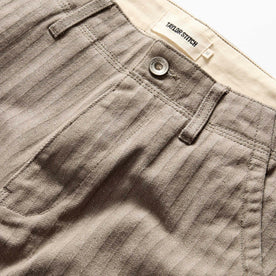 material shot of the waistband on The Morse Pant in Soil Herringbone, Bottoms by Taylor Stitch