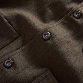 material shot of the buttons on The Ojai Jacket in Army Herringbone Wool, Outerwear by Taylor Stitch