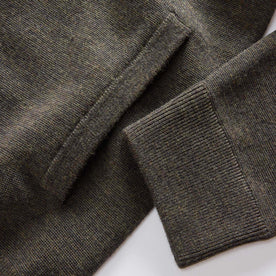 material shot of the cuff on The Portola Bomber in Heather Loden Merino, Knits by Taylor Stitch