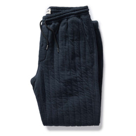 folded flatlay of The Quilted Apres Pant in Heather Midnight Jersey, Bottoms by Taylor Stitch