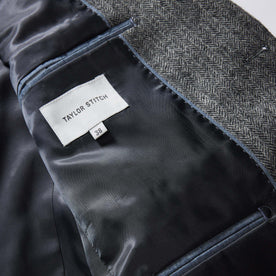 material shot of the inside pocket on The Stevens Sportcoat in Slate Herringbone Wool, Outerwear by Taylor Stitch